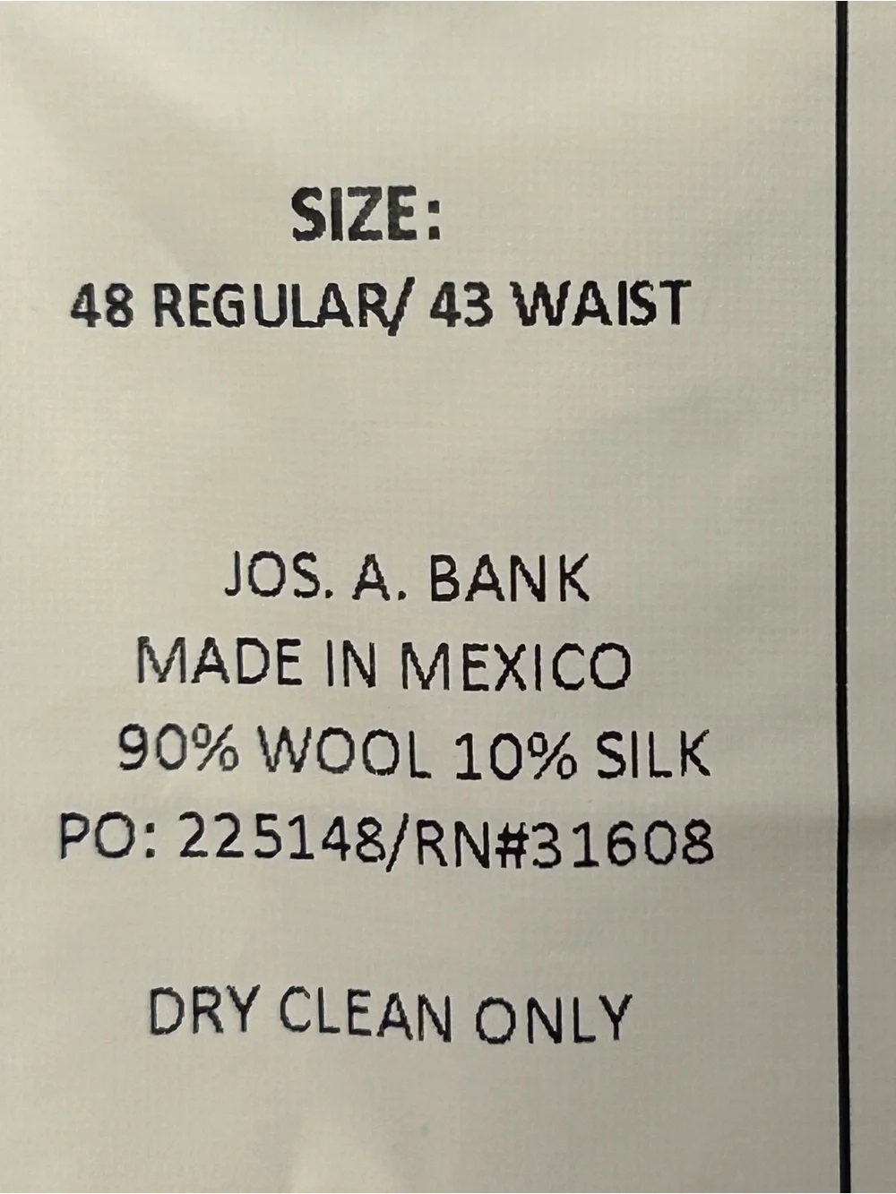 Jos. A. Bank Signature Collection Men's Gray Plaid Two-Piece Suit 48R Wool Silk